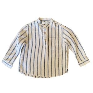 Zara Kids Blue and White Striped Button Down Shirt 2-3 Years